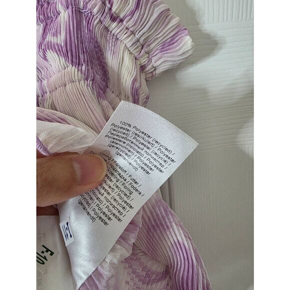 GANNI White and Purple Georgette Pleated Strap Camisole 34 - Picture 6 of 11